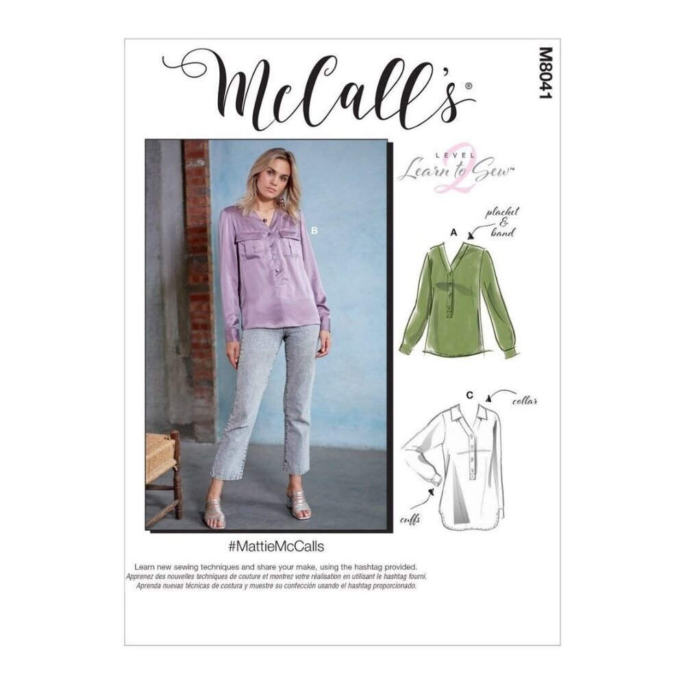 McCalls Sewing Pattern‎ M8041 R10442 Top Shirt Misses Size 14-22